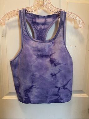 🍋LIKE NEW Lululemon Ebb to Street Cropped Tank - Marble Dye Charged Indigo - 10